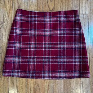 J CREW FACTORY Cabincore Red Plaid Wool Mini Skirt - Size 8